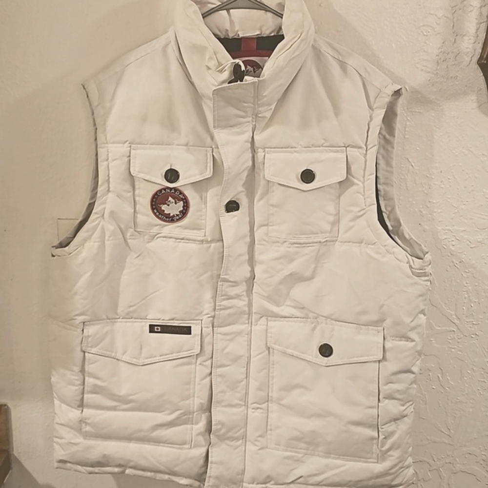 Canada Goose Off-White Quilted Down Vest with Icon Patch